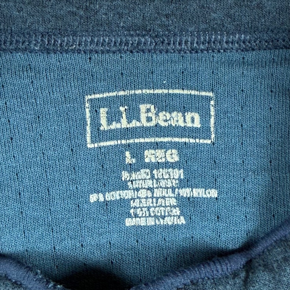 LL Bean Mens Large Blue River Driver Wool Blend Two Layer Henley Sweater - Picture 4 of 8